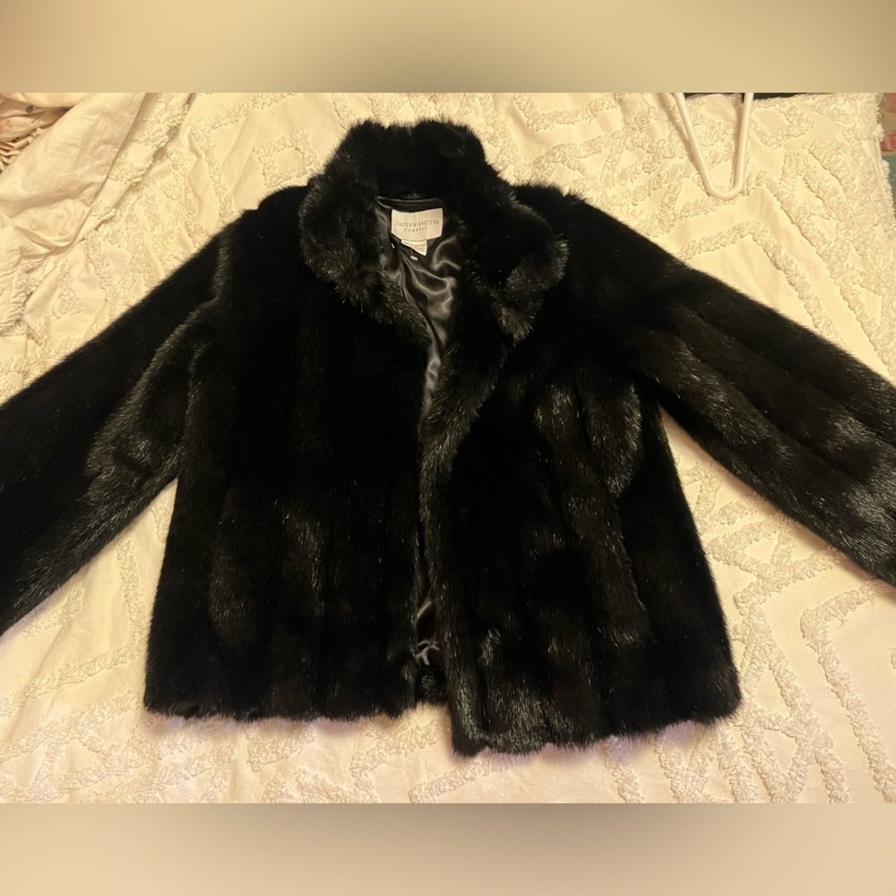 Jaclyn Smith Black Faux Fur Jacket